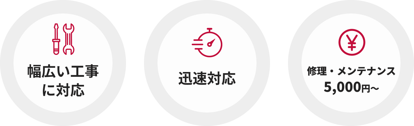 幅広い工事に対応